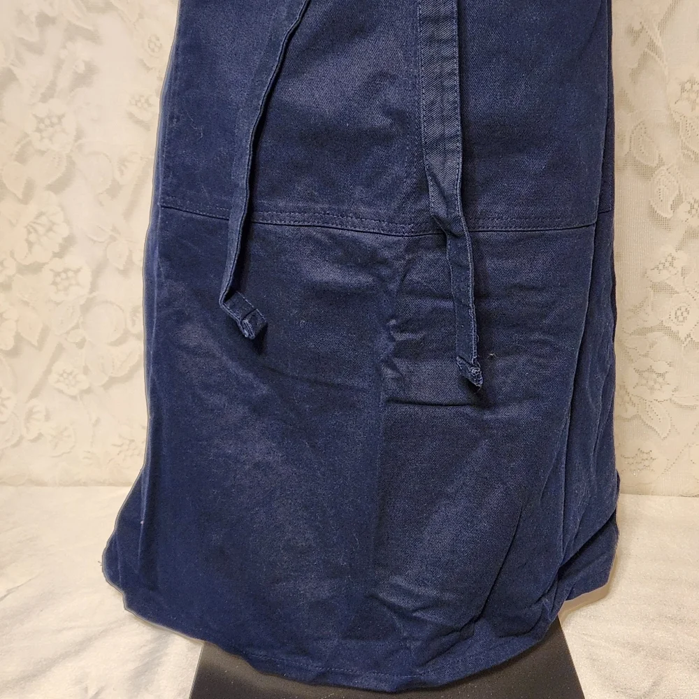 🔥 Bib Apron Full Length 100% Cotton Dark Blue With Ties and Double Front